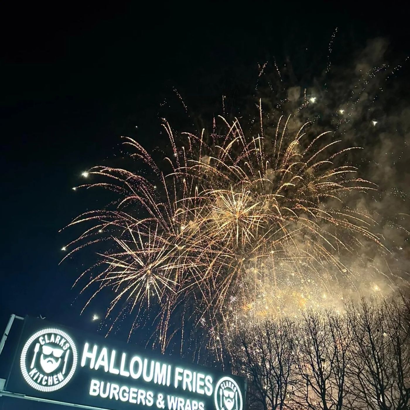 Fireworks over the Clark's Kitchen halloumi fries stand